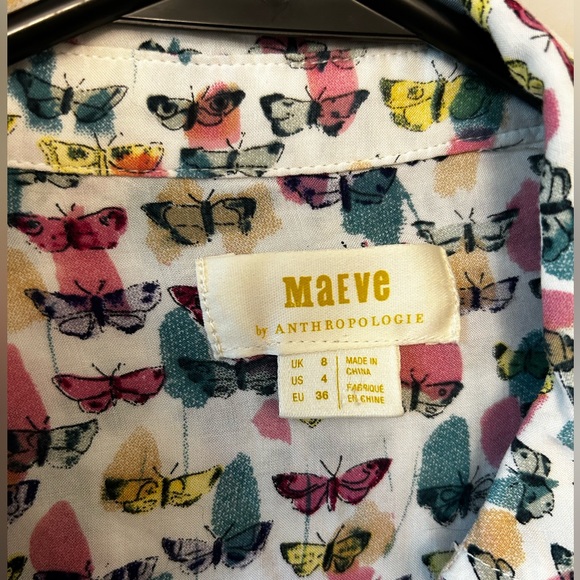 Maeve by Anthropologie Butterfly Button Up Long Sleeve Shirt - Picture 2 of 6